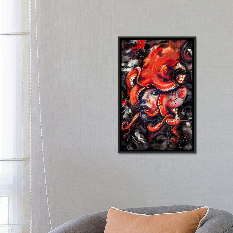 « empress octo », impression sur toile, H 26 po x l 18 po x P 1,5 po, Toile avec cadre noir, Pas de tapis