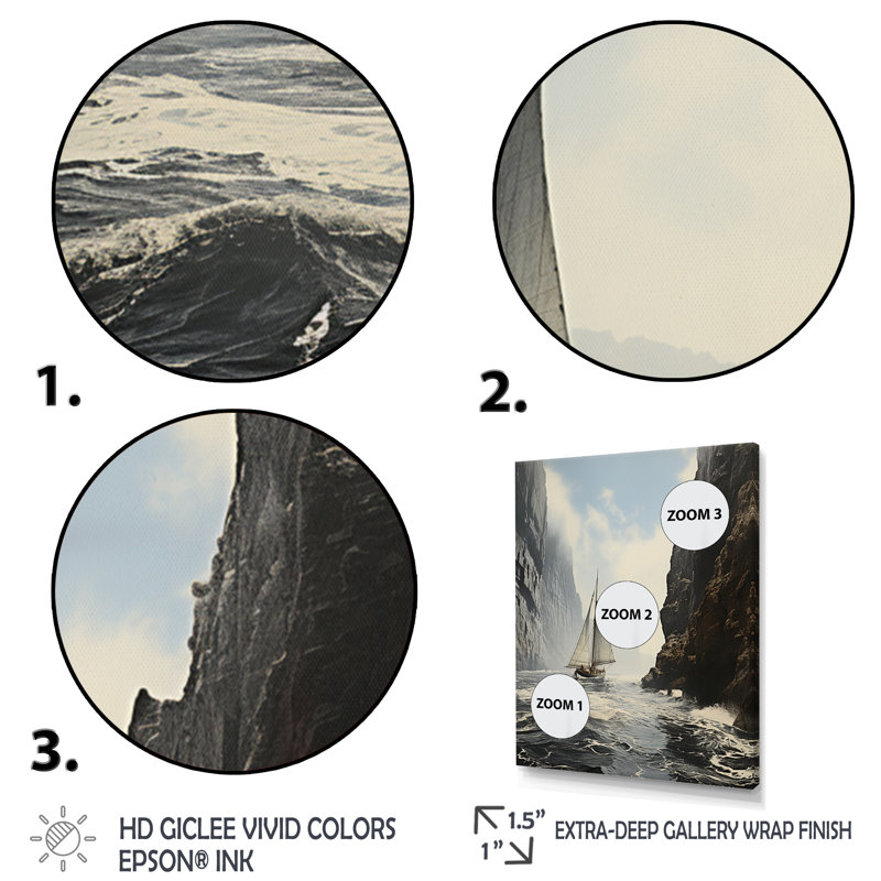 Kohki Coastal Ocean Cliff III, reproduction d'art sur toile, H 32 po x l 16 po x P 1 po, Toile tendue