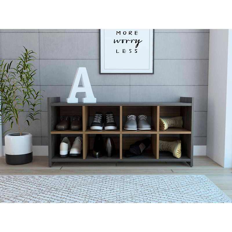 Range-chaussures Augusta, capacité de huit chaussures, finition espresso / acajou, Brun