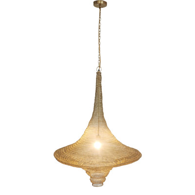 Transitional 1-Light Gold Chain Shade Pendant