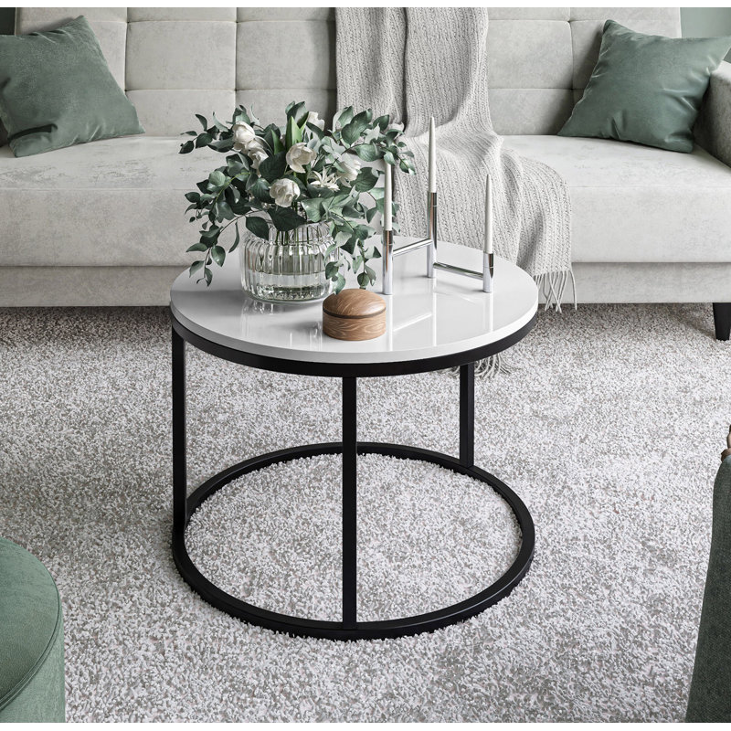 Darianna Frame Coffee Table, 42cm H x 60cm L x 60cm W, Black/White