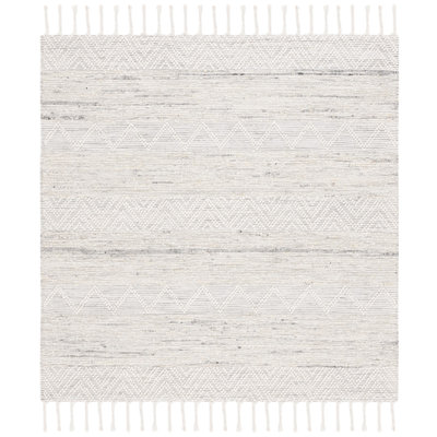 Ardo Hand Woven Wool/Cotton Rug in Ivory/Gray