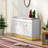 Modern White Gold Trim Shoe Bench with Flip Doors & Padded Seat, Entryway Hidden Shoe Storage Cabinet Bench-1075086928