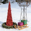 Arbre à crayons de Noël - arbre de Noël pliable rouge 5 pi et ornements décoratifs pour foyer
