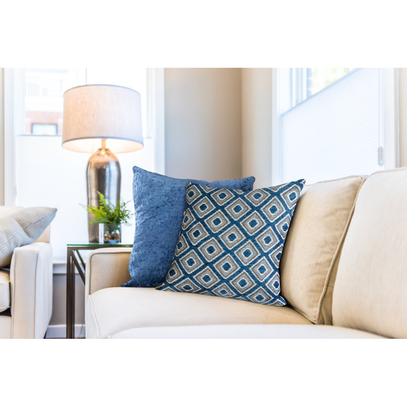 Kissling Geometric Square Throw Pillow Cover, Navy