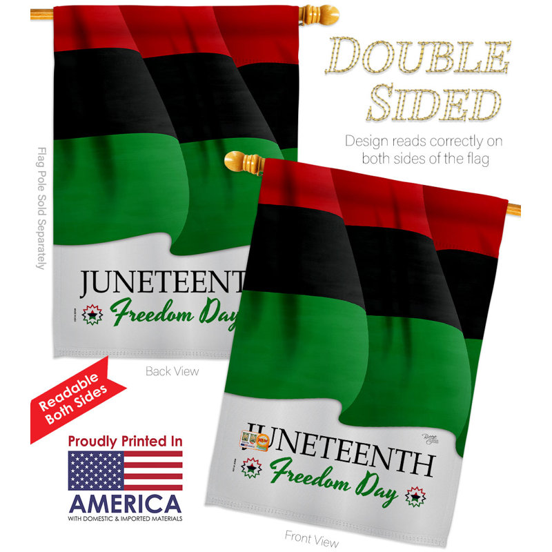 Drapeau de maison en polyester 40 x 28 po Juneteenth Freedom Day