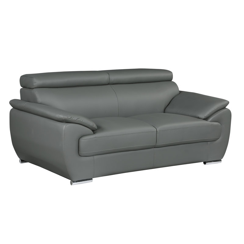Causeuse en cuir véritable, Gris