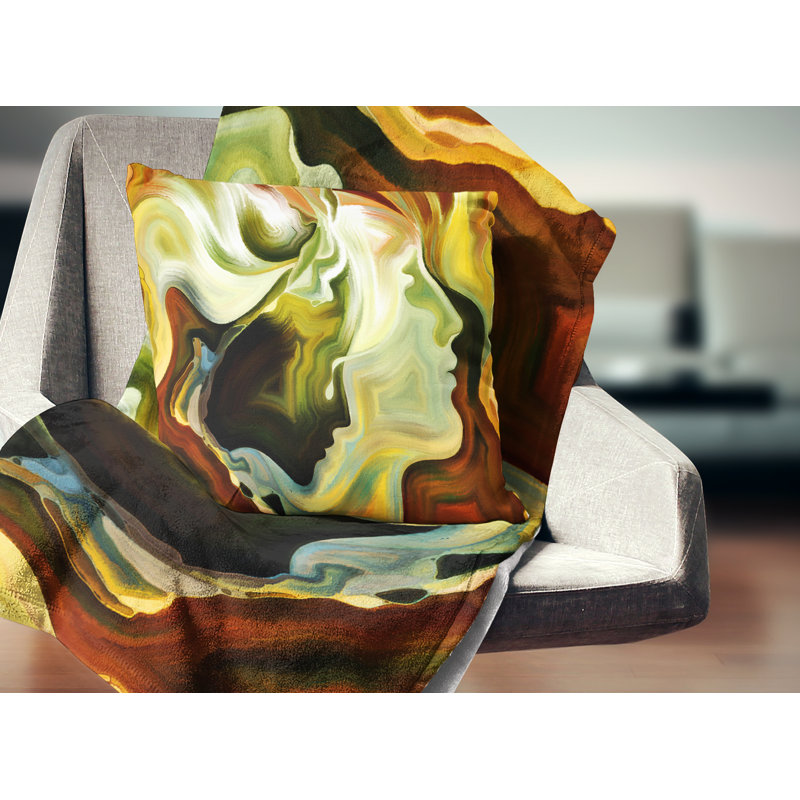 Coussin intérieur métaphorique à imprimé abstrait, 16 po x 1 po, Coussin décoratif