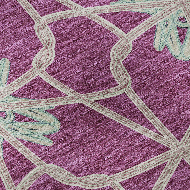 Tapis rosé de qualité supérieure lavable à la machine Prisco, Rectangle 10 pi x 14 pi