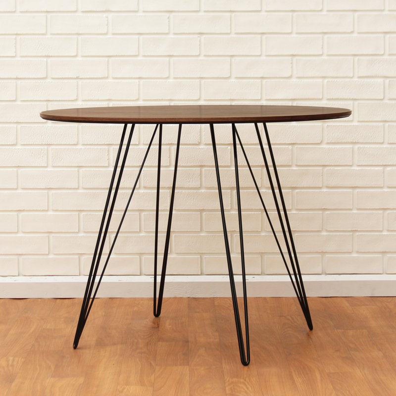 Williams Oval Metal Base Dining Table, Black, 30" H x 46" L x 40" W, Walnut