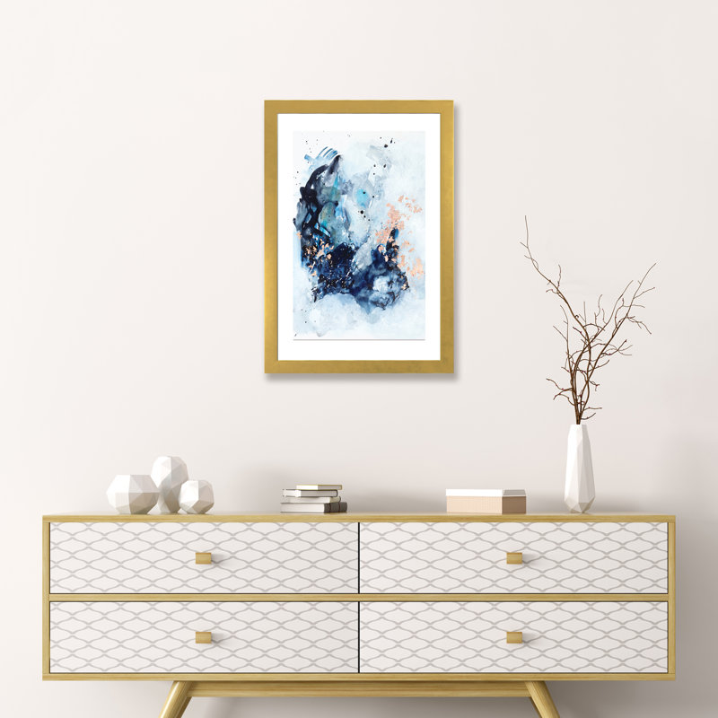 « let it be » par sana jamlaney, reproduction d’art, H 32 po x l 24 po x P 1 po, Papier encadré doré