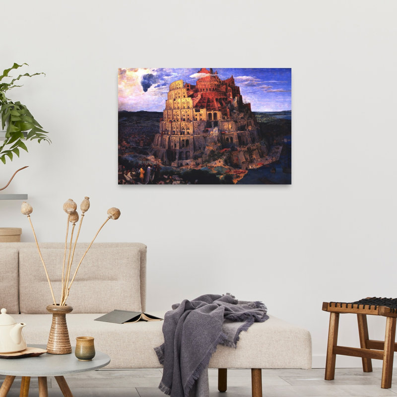 The Tower Of Babel Classic Contemporary Orchid Violet Architecture City Wall Art Print 1 Piece Wrapped Canvas Wall Art