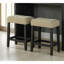 Ensemble de table de salle à manger bicolore à 2 tons avec tabourets et coussins de siège capitonnés beige 3 pièces-1147139231