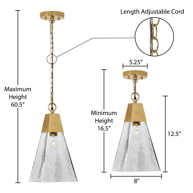 8"W Marquarious 1-Light Textured Glass Pendant