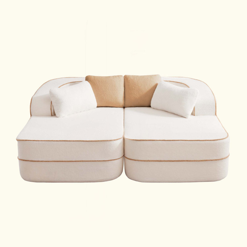 Canapé en peluche à densité élevée 32D sans assemblage Teddy, Blanc