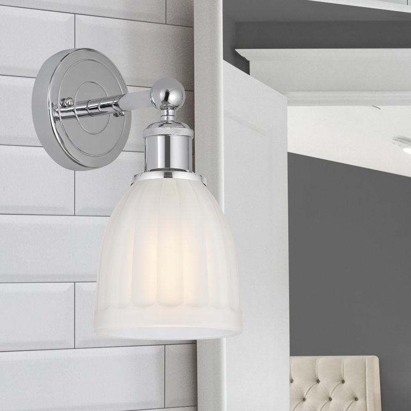 Caroleen Armed Sconce, White, Polished Chrome