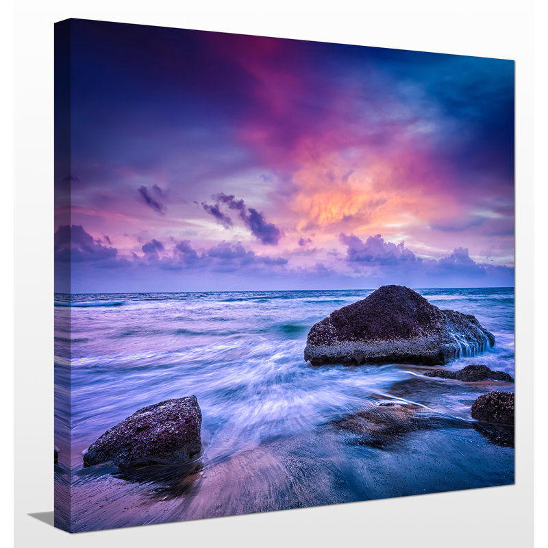 « tropical beach », impression sur toile tendue, H 28 po x l 28 po x P 1,5 po
