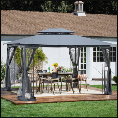 13x10 Outdoor Patio Gazebo Canopy Tent With Ventilated Double Roof And Mosquito net(Detachable Mesh Screen On All Sides)