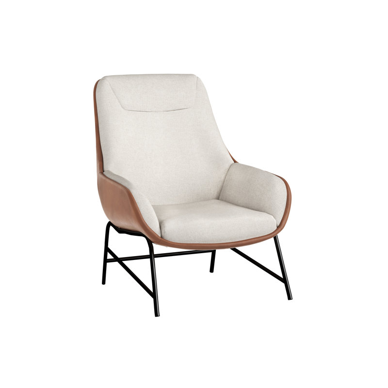 Lounge Chair, Brown/White Polyester
