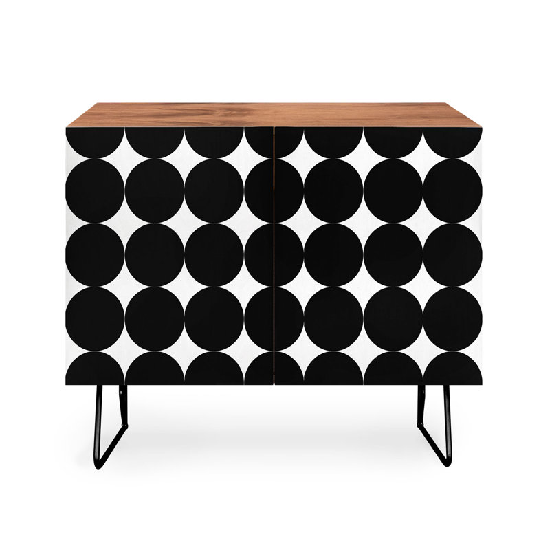 Natalie Baca Mod Polka Dot 2 Door Credenza Cabinet, Walnut, Black