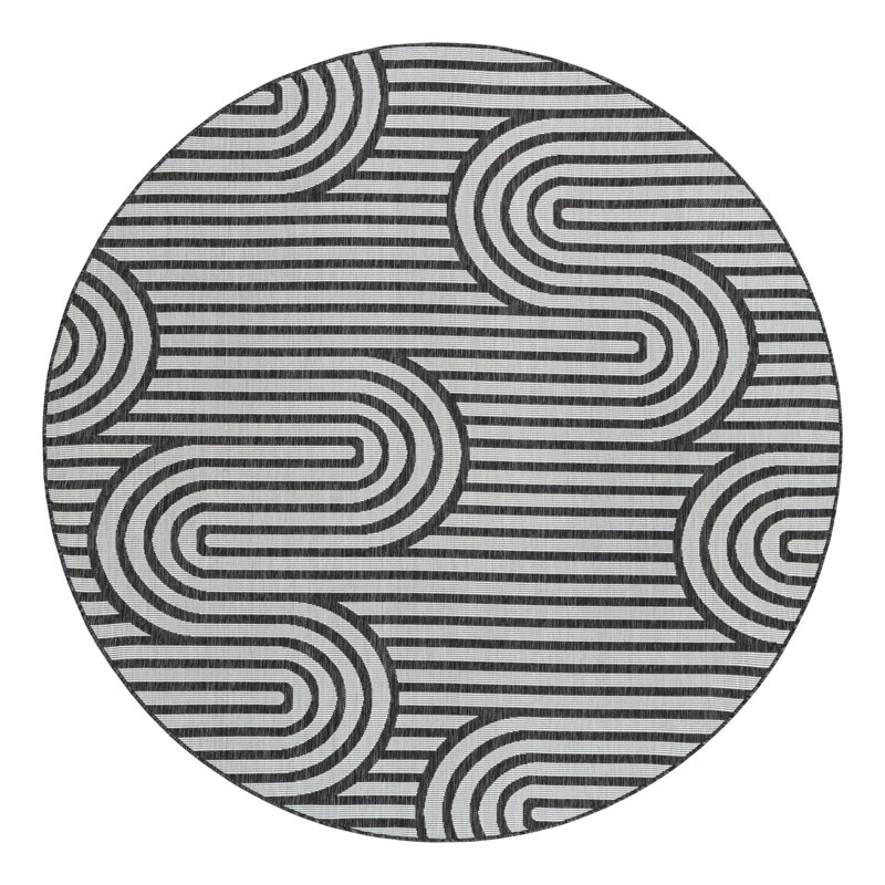 Tapis intérieur / extérieur d'extérieur moderne, Rond 7 pi 10 po