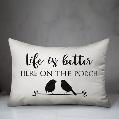 Textual Outdoor Reversible Throw Pillow