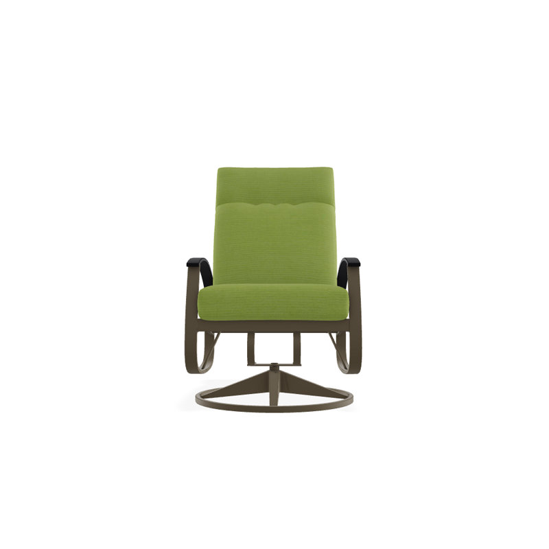 Chaise de patio pivotante avec coussins Askar, Toile Sunbrella® vert forêt, Noir P70, Bois de plage texturé