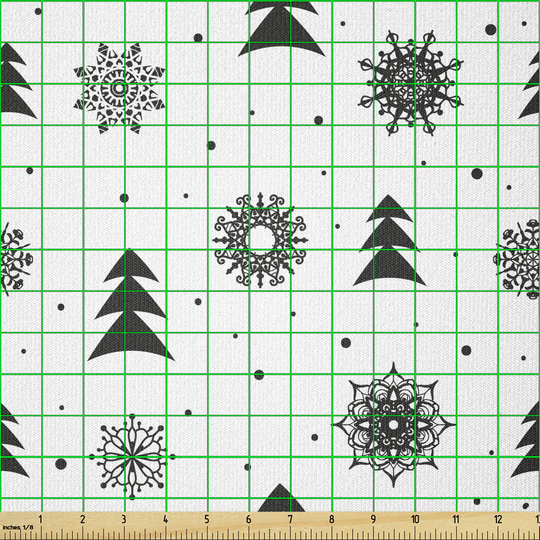 Dewyne Christmas Pine Trees Snowflakes Multi-Purpose Fabric