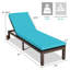 Chaise longue d'extérieur en rotin, fauteuil inclinable, turquoise