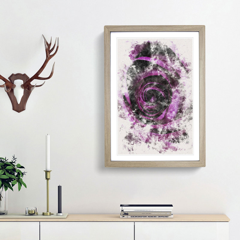Striking Purple Rose - Picture Frame Graphic Art Print, Oak Framed, 87cm H x 62cm W x 2cm D