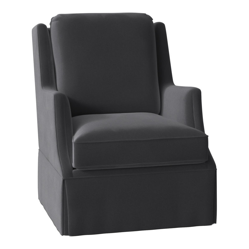 Savannah 31.5" W Swivel Wingback Chair, 9953 Midnight Polyester