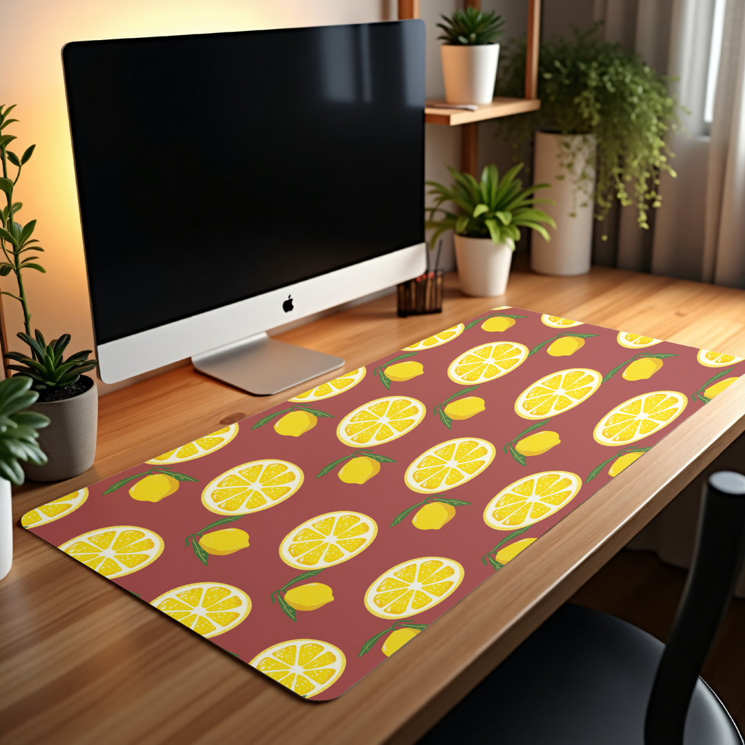 Zesty Lemon Slice Desk Mat