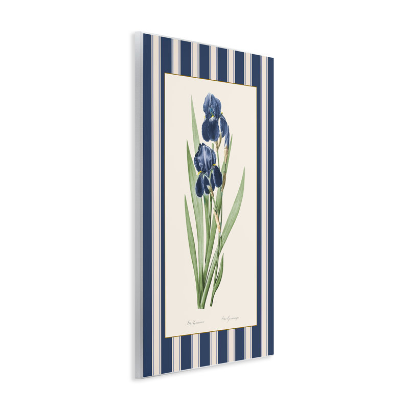 «Iris Study over Stripes», plaque murale par Corinne Haig, H 15 po x l 10 po
