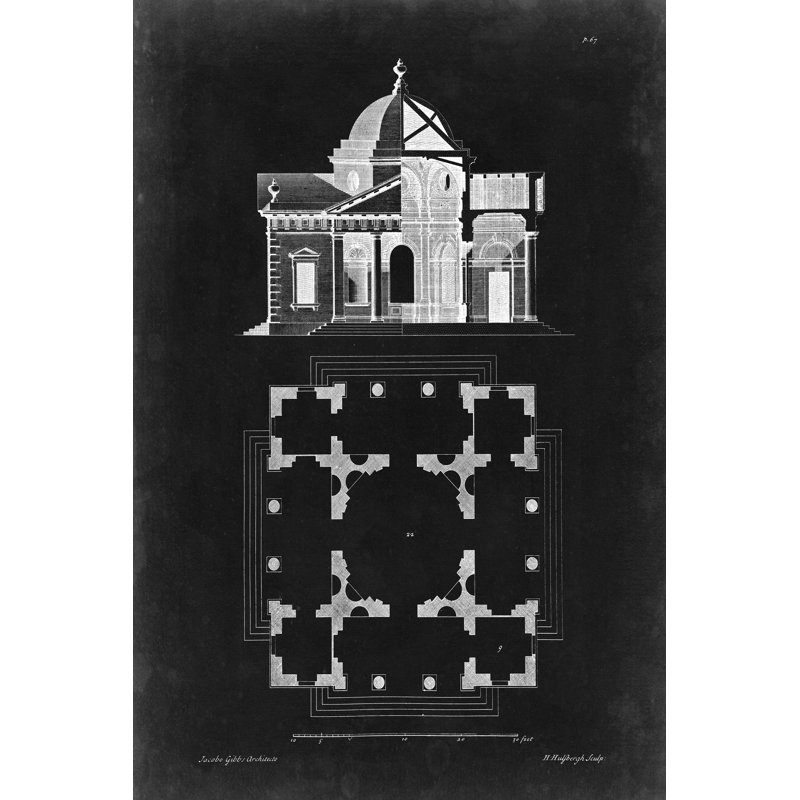Graphic Building And Plan III - Wrapped Canvas Print, 122cm H x 81cm W x 3.8cm D