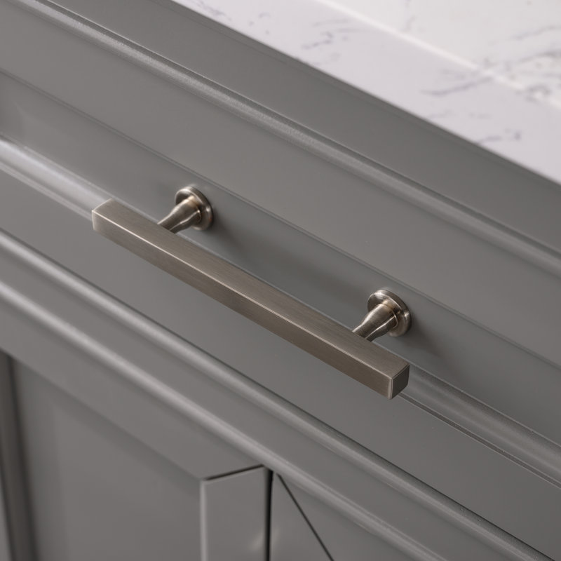 Thompson 42" W Single Bathroom Vanity, Gray/Brushed Nickel