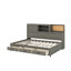 Lit de jour en bois pleine grandeur avec tiroirs de rangement, tablette souple supérieure, tablette et ensemble de prises et ports USB-2115170889