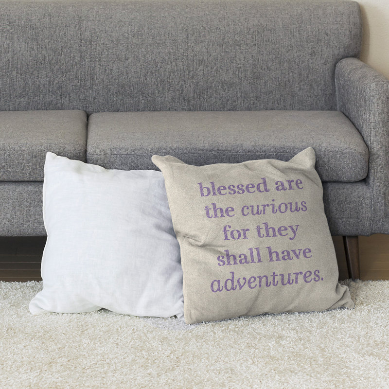 Coussin de sol curiosité inspirant, H 36 po x l 36 po, Blanc / Mauve