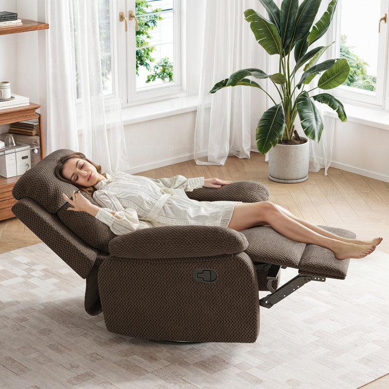Fauteuil inclinable rembourré Brezzy, Velours brun clair