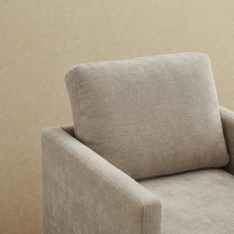 30.5" W Upholstered Comfy Swivel Club Chair, Taupe