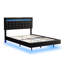 Cadre de lit flottant avec lumières DEL et charge USB, cadre de lit tapissier moderne à plateforme DEL-741162004-741162006