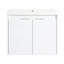Meuble-lavabo de 24 po avec lavabo en résine, 2 portes à fermeture douce, fixation flottante, blanc brillant, charnières de fermeture murales élégantes, conception de fixation,