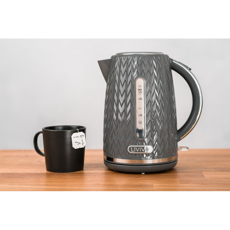 LIVIVO 1.7L Plastic Electric Tea Kettle, Dark Grey
