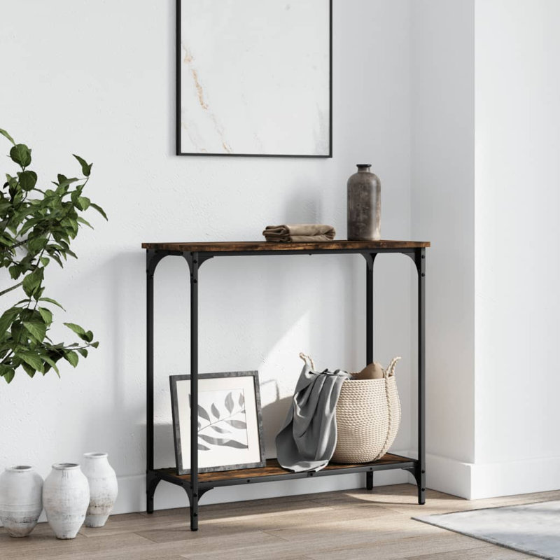 Console 17 étages en bois d'ingénierie, Chêne fumé, H 29,5 po x l 39,8 po x P 12 po