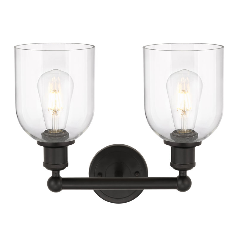 Éclairage pour meuble-lavabo à 2 lumières 15 po Edison Allysson, Transparent, Bronze huilé
