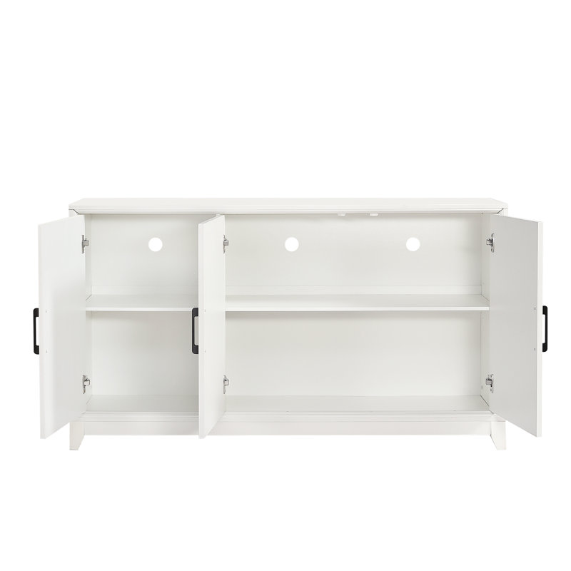 Meuble TV Haven de 150 cm avec armoire de rangement pour salon, Blanc