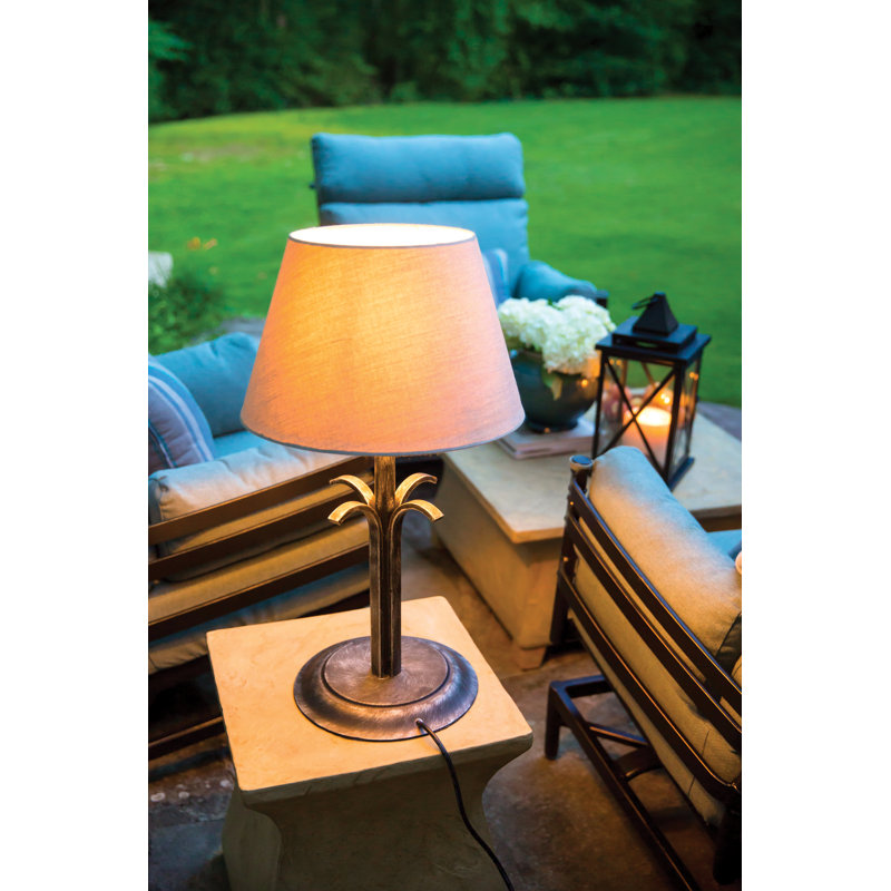 Outdoor Table Lamp, Cast Ash Sunbrella® Plainweave