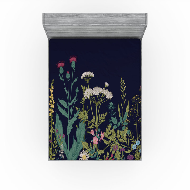 Ensemble de 2 draps-housses Ambesonne, Multicolore / floral 25, Drap-housse très grand californien