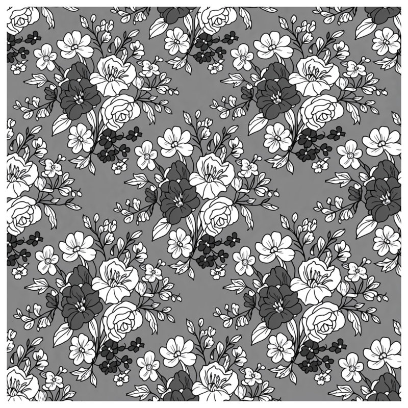 Édredon gris à motif floral, Simple extra long