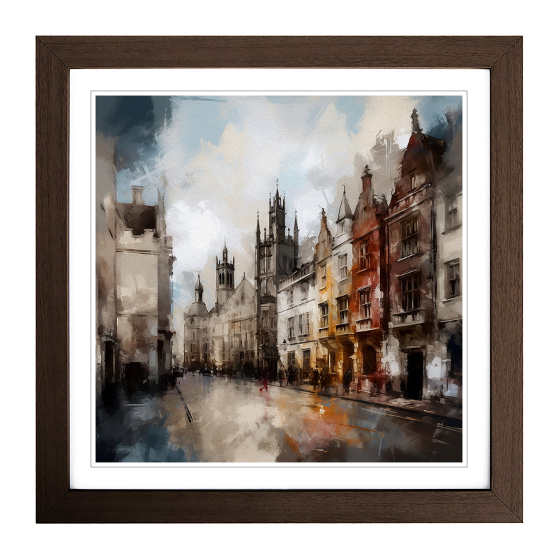 City of Cambridge Gestural Art - Framed Print, Walnut
