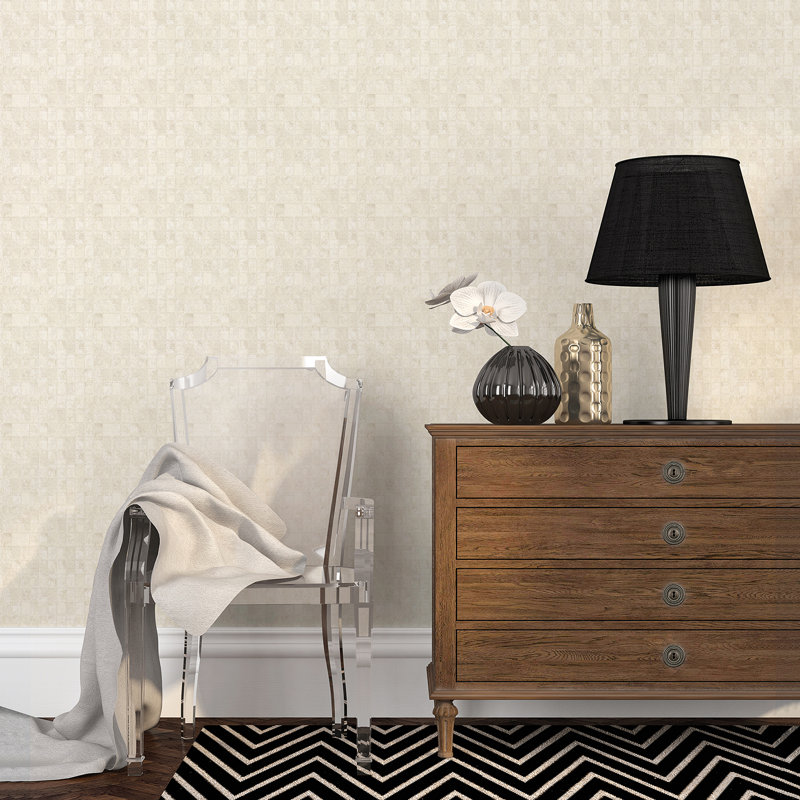 Perla 10m x 53cm Textured Metallic Finish Paste the Wall Wallpaper Roll, Cream